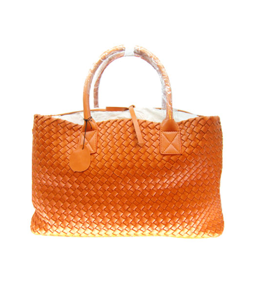 Bottega Veneta Papavero tessuto Cabas agnello borsa a Orange